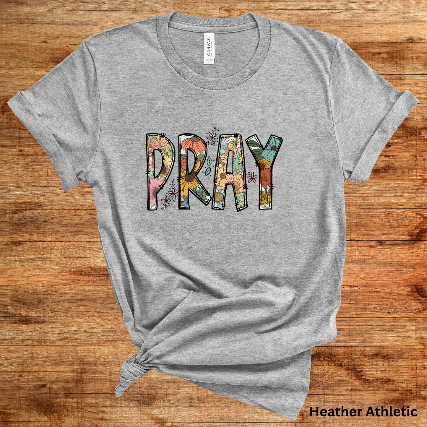 Ladies' "Pray" Floral Christian Short Sleeve T-Shirt