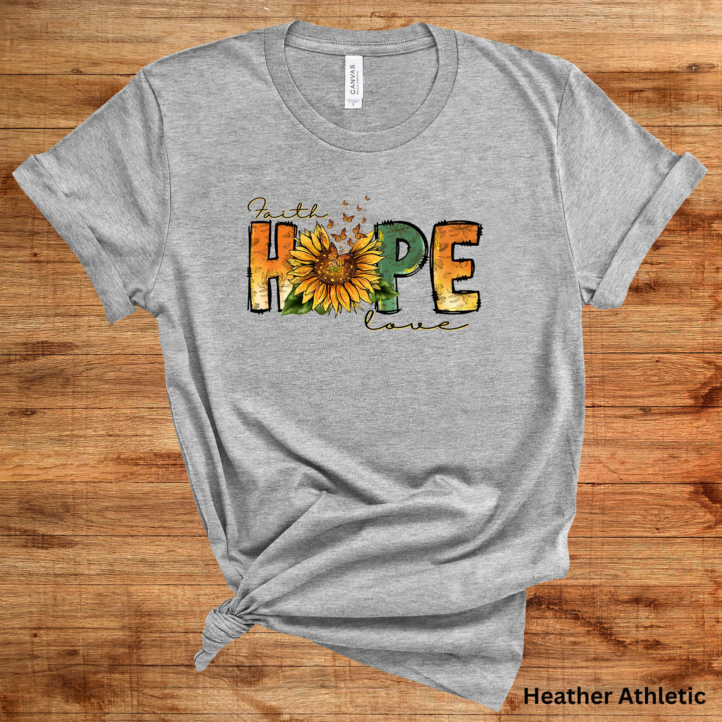 Ladies' "Faith Hope And Love" Sunflower Short Sleeve T-Shirt