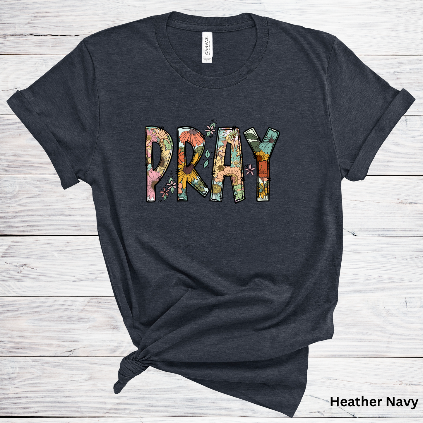 Ladies' "Pray" Floral Christian Short Sleeve T-Shirt