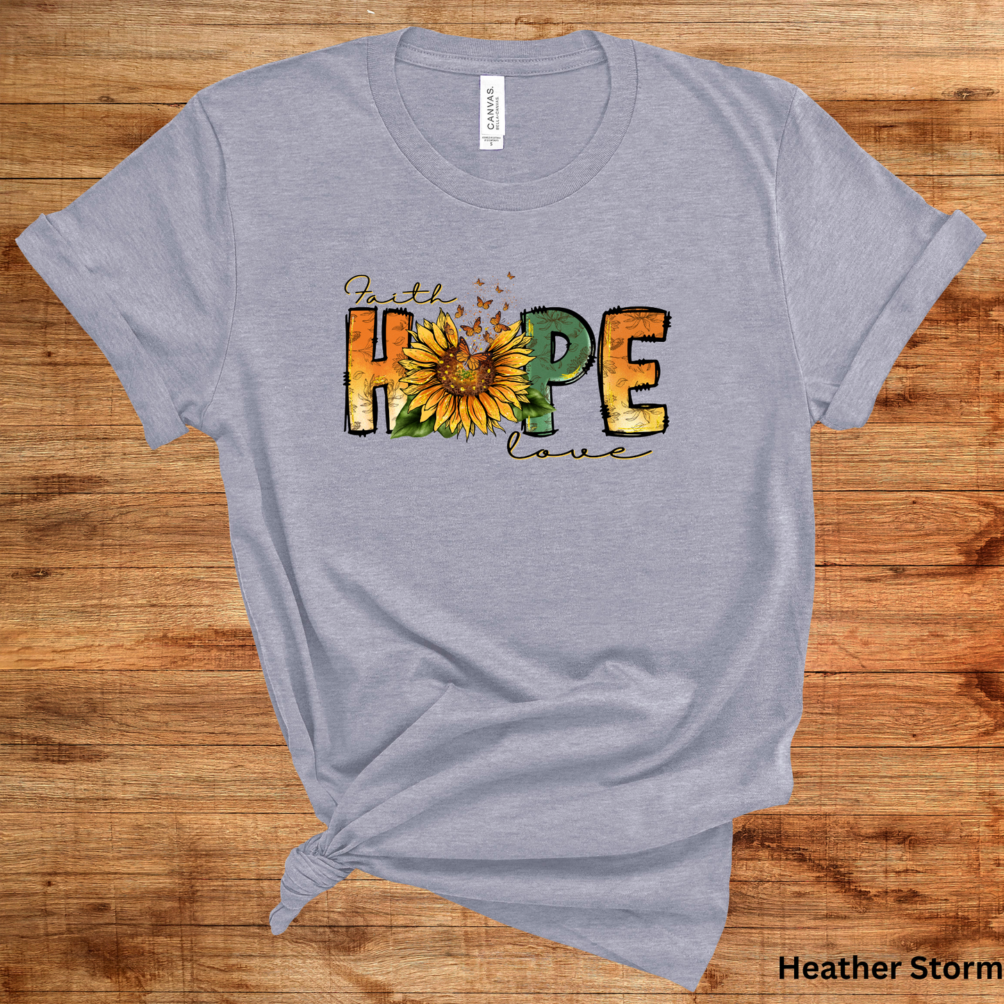 Ladies' "Faith Hope And Love" Sunflower Short Sleeve T-Shirt