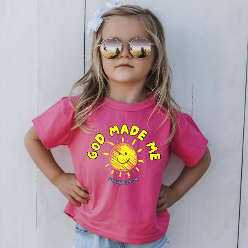 Children's God Made Me Kids Christian T-Shirt